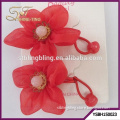 Hot sale in alibaba red yarn produced flower elastic hair band for kids